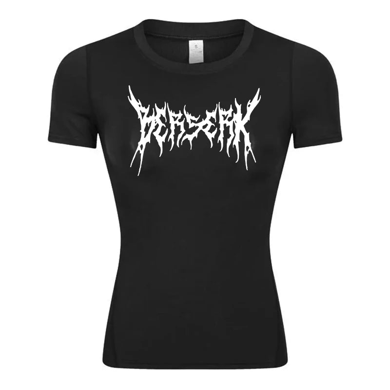 Graphic Short Sleeve Compression Shirt for Women Athletic Yoga Running Tees Tshirts Summer Gym Workout Quick Dry Baselayers Tops