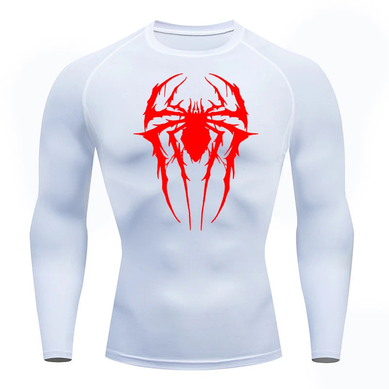 Spider Graphic Compression Shirts for Men Gym Workout Rash Guard Athletic Quick Dry Tshirts Tees Tops Undershirts Baselayers